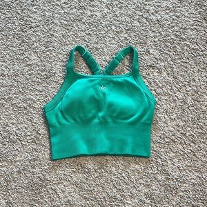 Alo green seamless ribbed favorite bra tank size XS